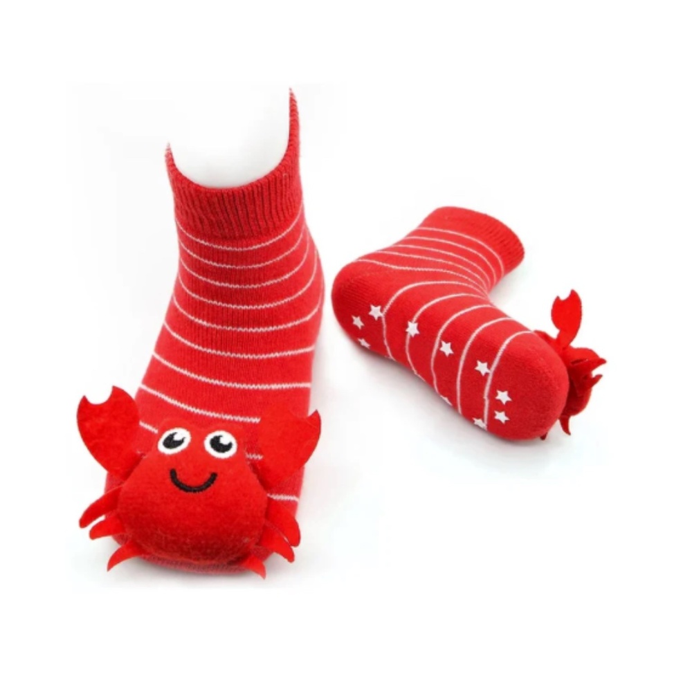 Crab Rattle Baby Socks NWT 0-12 mo